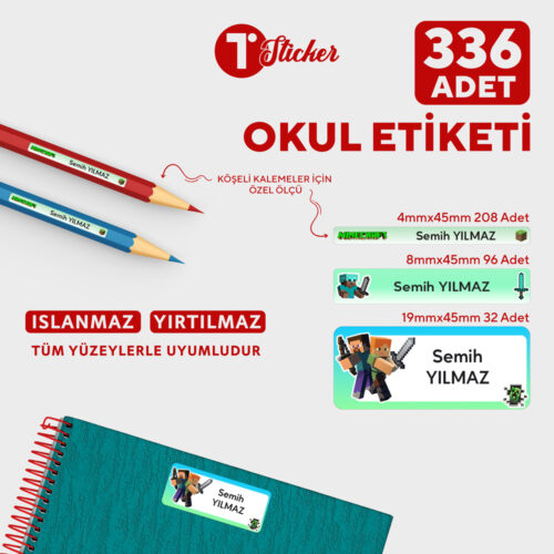 336 Adet Kişiye Özel Okul Etiketi - Görsel 9