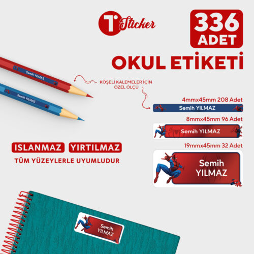 336 Adet Kişiye Özel Okul Etiketi - Görsel 3