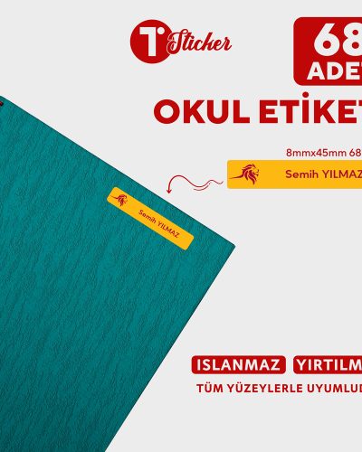 68 Adet Kişiye Özel Orta Boy Okul Etiketi - Görsel 18