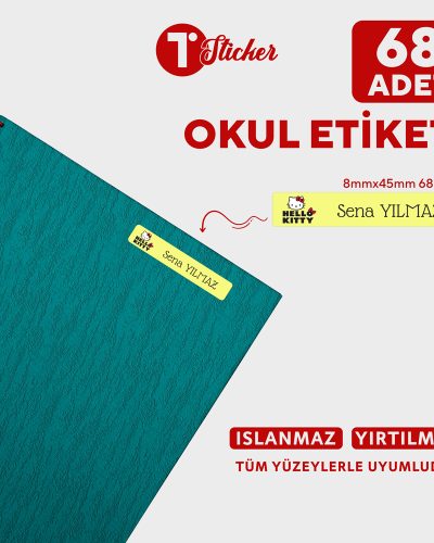 68 Adet Kişiye Özel Orta Boy Okul Etiketi - Görsel 20