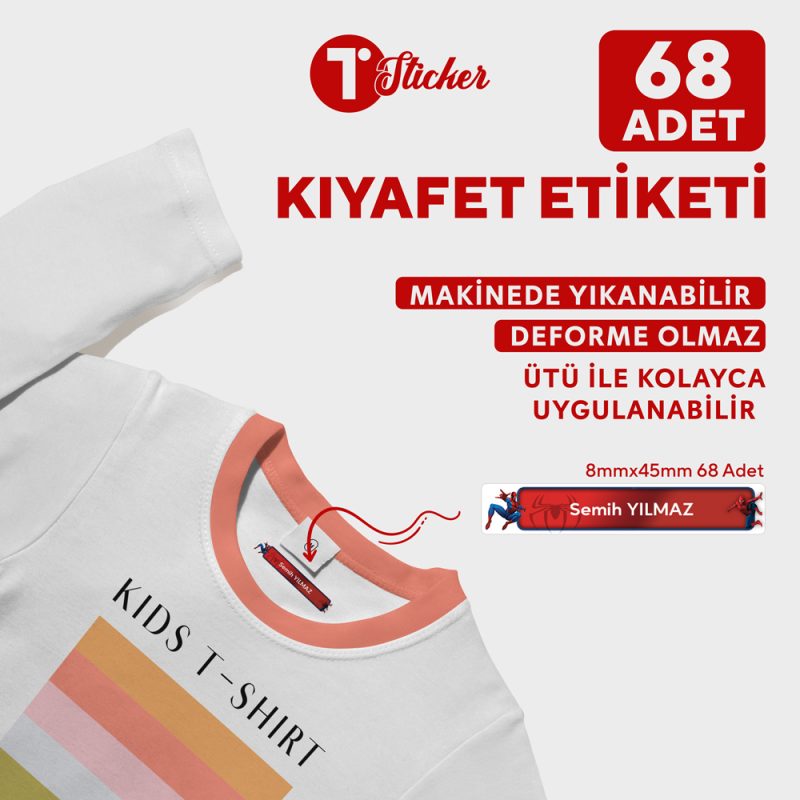 68 Adet Kişiye Özel Kıyafet Etiketi