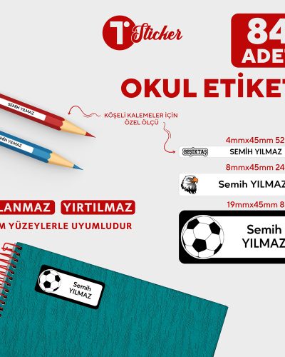 84 Adet Kişiye Özel Okul Etiketi - Görsel 25