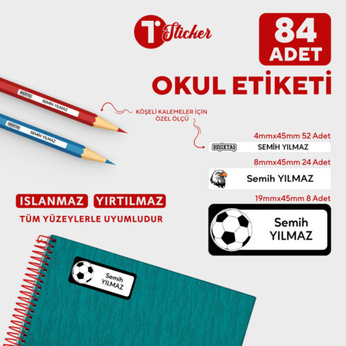 84 Adet Kişiye Özel Okul Etiketi - Görsel 25