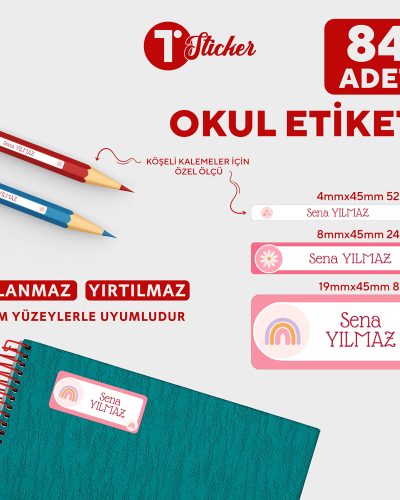 84 Adet Kişiye Özel Okul Etiketi - Görsel 24