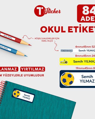 84 Adet Kişiye Özel Okul Etiketi - Görsel 15