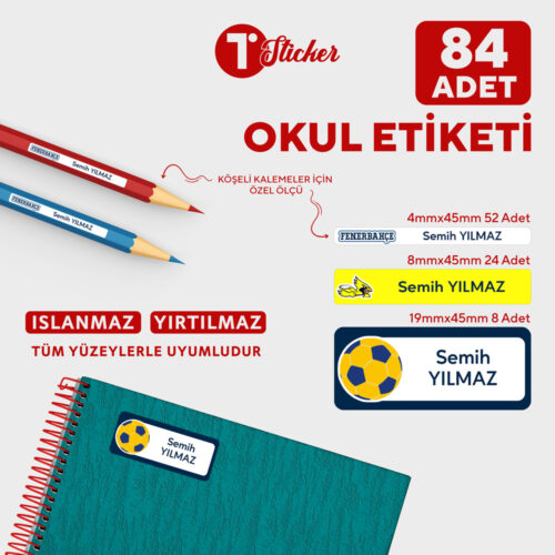 84 Adet Kişiye Özel Okul Etiketi - Görsel 15
