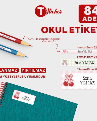 84 Adet Kişiye Özel Okul Etiketi - Görsel 20