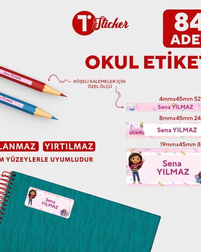 84 Adet Kişiye Özel Okul Etiketi - Görsel 21