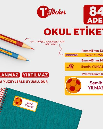 84 Adet Kişiye Özel Okul Etiketi - Görsel 14