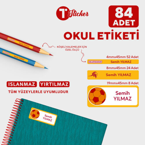 84 Adet Kişiye Özel Okul Etiketi - Görsel 14