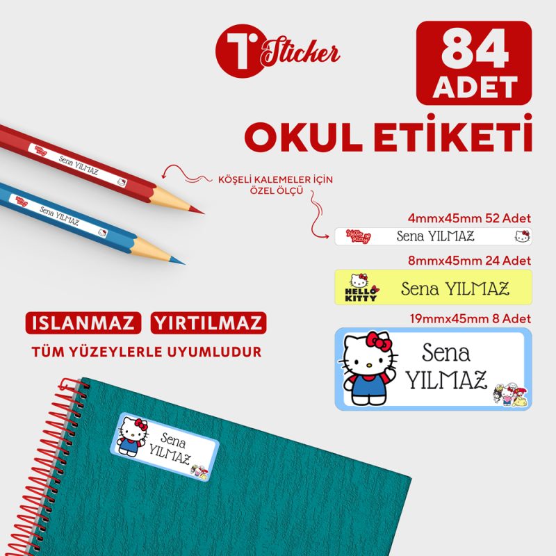 84 Adet Kişiye Özel Okul Etiketi