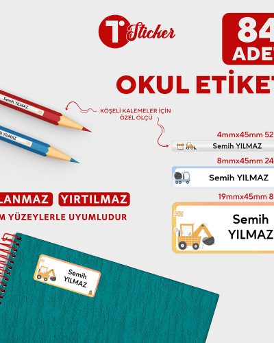 84 Adet Kişiye Özel Okul Etiketi - Görsel 5