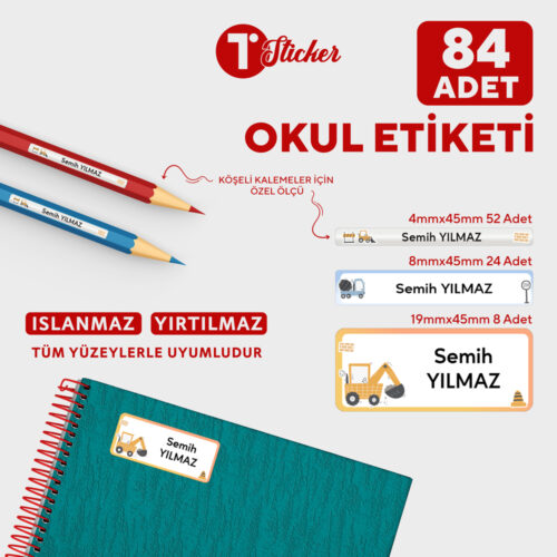 84 Adet Kişiye Özel Okul Etiketi - Görsel 5