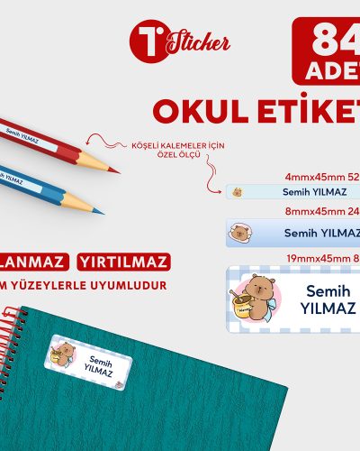 84 Adet Kişiye Özel Okul Etiketi - Görsel 6