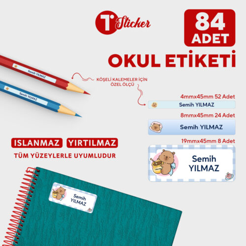 84 Adet Kişiye Özel Okul Etiketi - Görsel 6