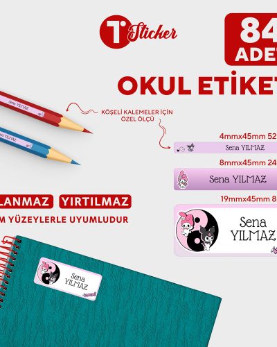 84 Adet Kişiye Özel Okul Etiketi - Görsel 7