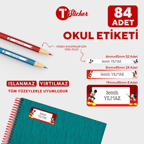 84 Adet Kişiye Özel Okul Etiketi - Görsel 9