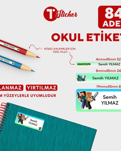 84 Adet Kişiye Özel Okul Etiketi - Görsel 10