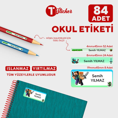 84 Adet Kişiye Özel Okul Etiketi - Görsel 10