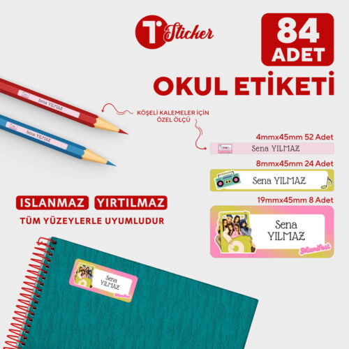 84 Adet Kişiye Özel Okul Etiketi - Görsel 22