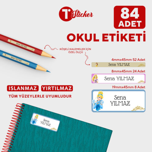 84 Adet Kişiye Özel Okul Etiketi - Görsel 4