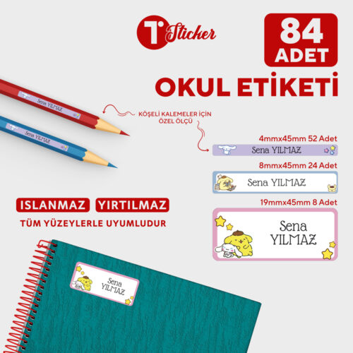 84 Adet Kişiye Özel Okul Etiketi - Görsel 3