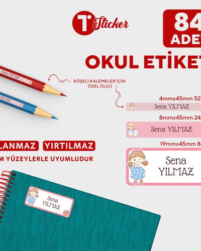 84 Adet Kişiye Özel Okul Etiketi - Görsel 2