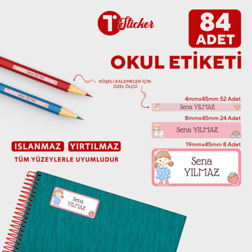 84 Adet Kişiye Özel Okul Etiketi - Görsel 2