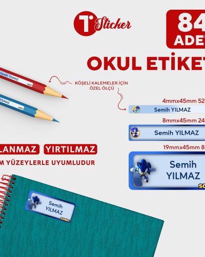 84 Adet Kişiye Özel Okul Etiketi - Görsel 1