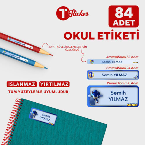 84 Adet Kişiye Özel Okul Etiketi - Görsel 1