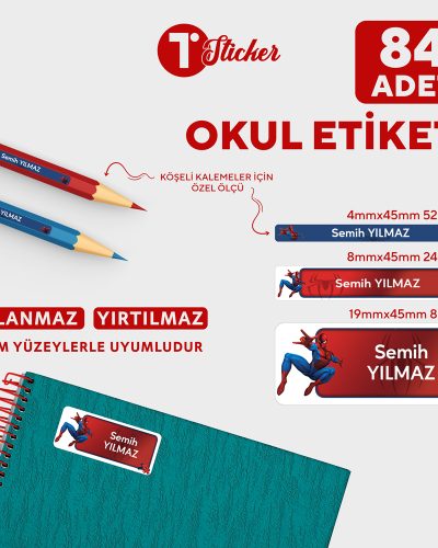 84 Adet Kişiye Özel Okul Etiketi - Görsel 18