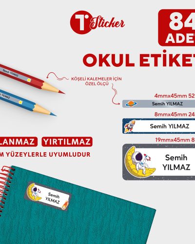 84 Adet Kişiye Özel Okul Etiketi - Görsel 23