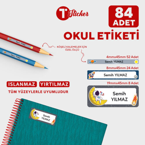 84 Adet Kişiye Özel Okul Etiketi - Görsel 23