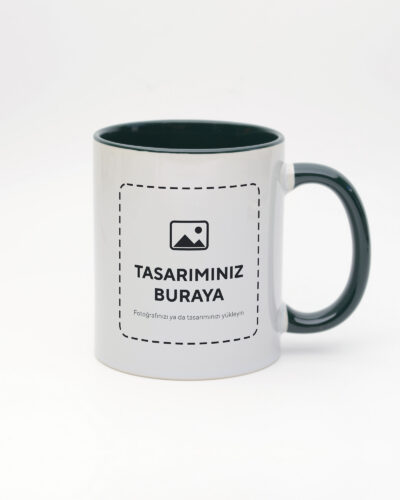 Kişiye Özel İçi Renkli Kupa – Koyu Yeşil (tasarımınız bu alana basılır)