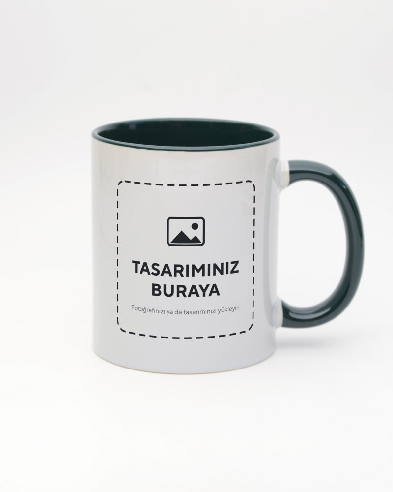 Kişiye Özel İçi Renkli Kupa – Koyu Yeşil (tasarımınız bu alana basılır)