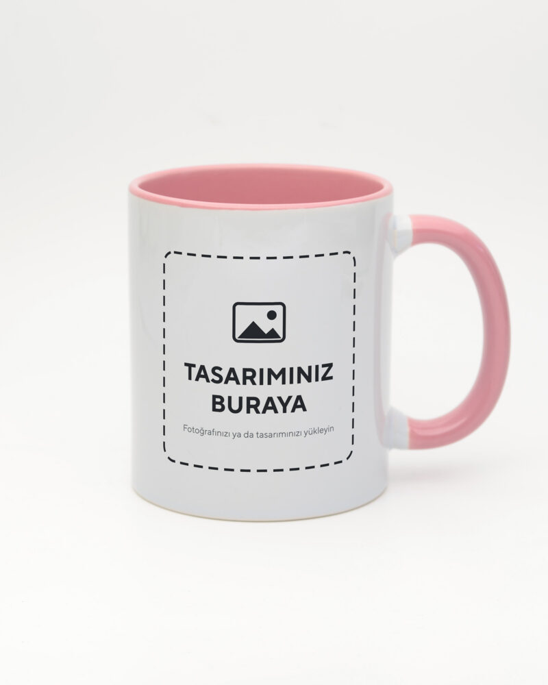 Kişiye Özel İçi Renkli Kupa – Pembe (tasarımınız bu alana basılır)