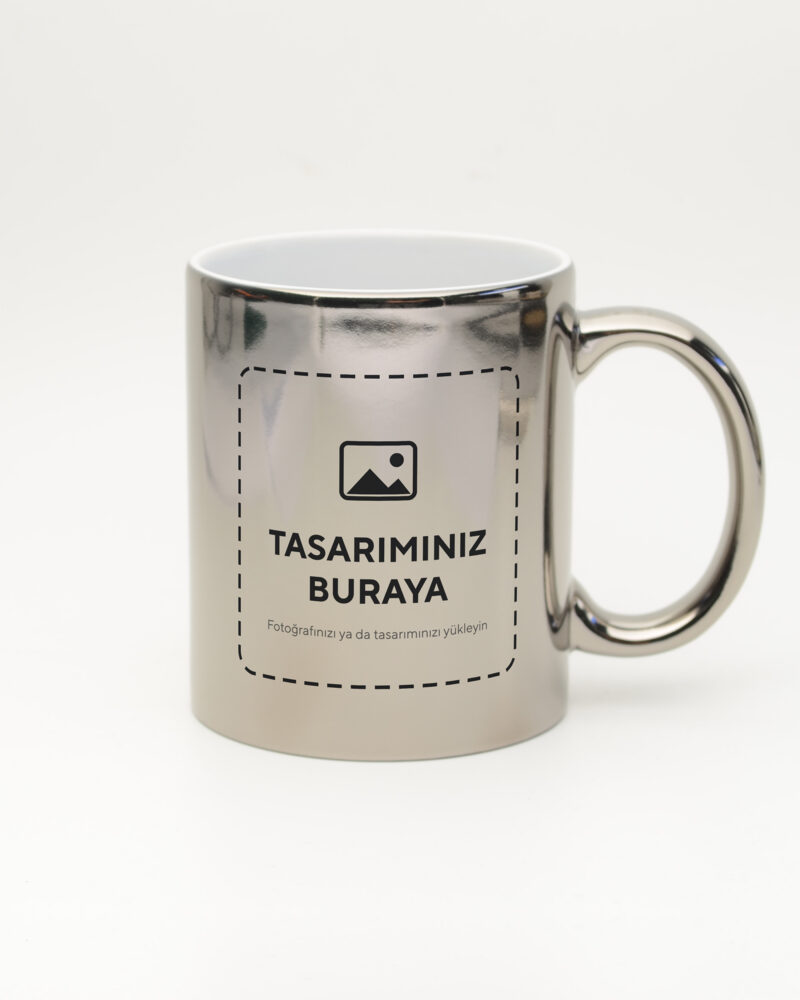 Kişiye Özel Metalik Kupa – Gümüş (tasarımınız bu alana basılır)