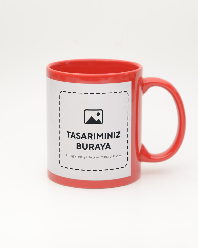 Kişiye Özel Pencereli Kupa – Kırmızı (tasarımınız bu alana basılır)