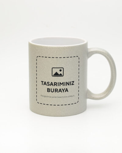 Kişiye Özel Simli Kupa – Gümüş (tasarımınız bu alana basılır)