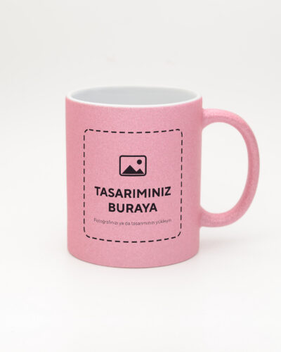 Kişiye Özel Simli Kupa – Pembe (tasarımınız bu alana basılır)