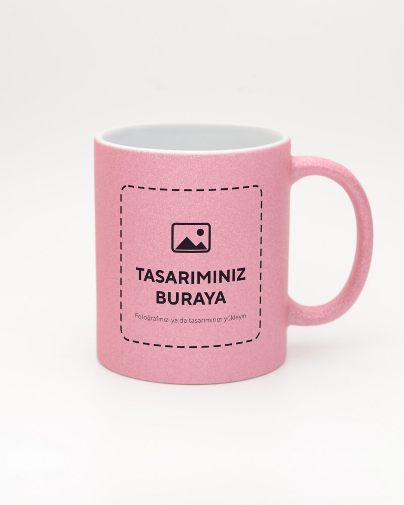 Kişiye Özel Simli Kupa – Pembe (tasarımınız bu alana basılır)