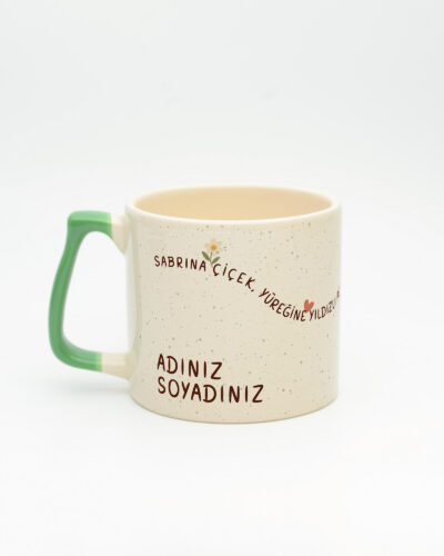 Açık Yeşil kulplu Yıldızlı Pekiyi İsimli Gala Kupa, arka yüz (kulp solda)