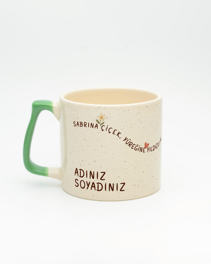 Açık Yeşil kulplu Yıldızlı Pekiyi İsimli Gala Kupa, arka yüz (kulp solda)