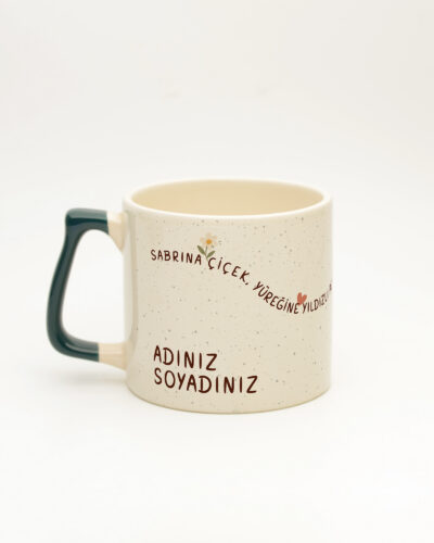 Koyu Yeşil kulplu Yıldızlı Pekiyi İsimli Gala Kupa, arka yüz (kulp solda)