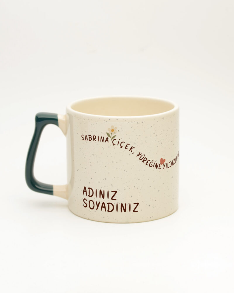 Koyu Yeşil kulplu Yıldızlı Pekiyi İsimli Gala Kupa, arka yüz (kulp solda)