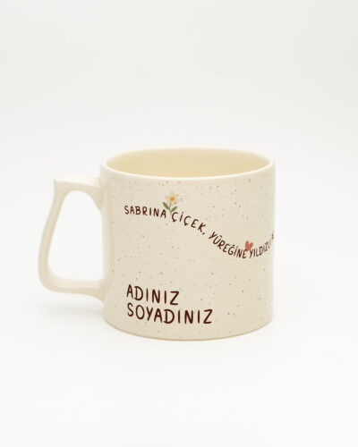 Krem kulplu Yıldızlı Pekiyi İsimli Gala Kupa, arka yüz (kulp solda)