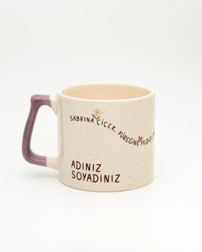 Mor kulplu Yıldızlı Pekiyi İsimli Gala Kupa, arka yüz (kulp solda)