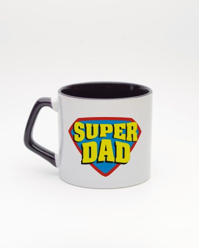 Koyu Mor kulplu ve içi koyu mor Super Dad İsimli Moka Kupa, arka yüz