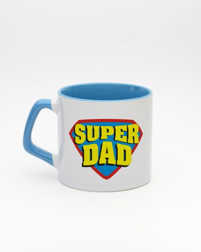 Mavi kulplu ve içi mavi Super Dad İsimli Moka Kupa, arka yüz