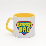 Sarı kulplu ve içi sarı Super Dad İsimli Moka Kupa, arka yüz